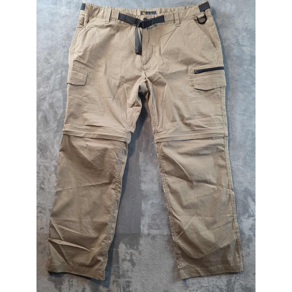 BC Clothing Co Convertible Cargo Pants Mens 2XL ×‎ 32 MSR (43×32) Tan Khaki With